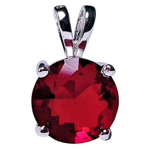 3.25 ct. Genuine Ruby Solitaire Pendant Necklace in Solid Sterling Silver - Afbeelding 1 van 3