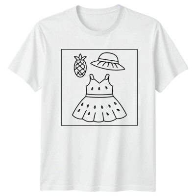 Ananas Kleid Hut Sommer Mode Herren T-Shirt Damen Tee Grafik