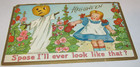 Tuck’s 181 Halloween Postcard Anthropomorphic Scarecrow Pumpkin Snapdragons Girl — photo 1