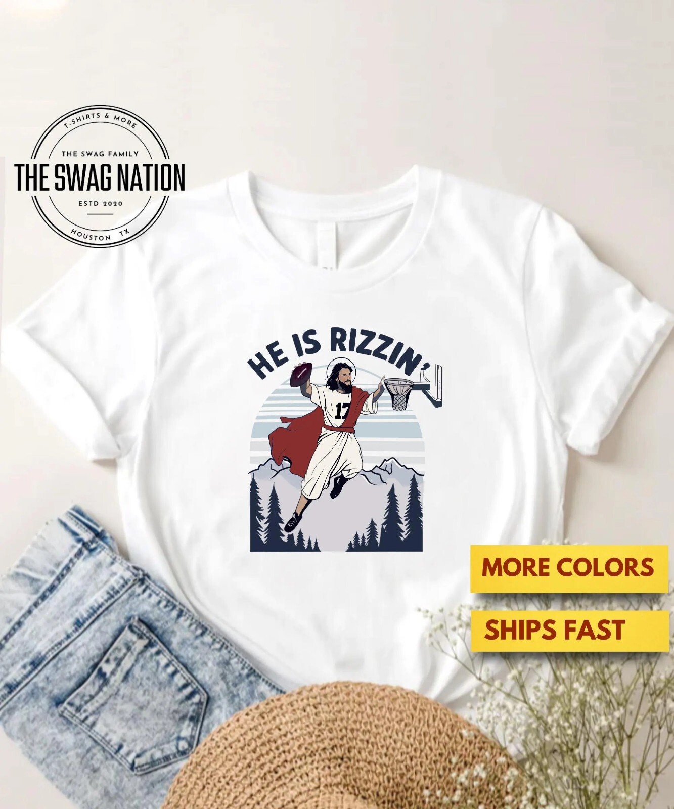 PONY Maglietta divertente Josh Allen He Is Rizzin Jesus Buffalo Bills Premium divertente