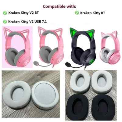 Earpads for Razer Kraken Kitty V2 BT USB 7.1 Headphones Cushion Replacement