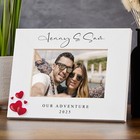 Personalised White Photo Frame with Custom Wording, Any Occasion, With Hearts