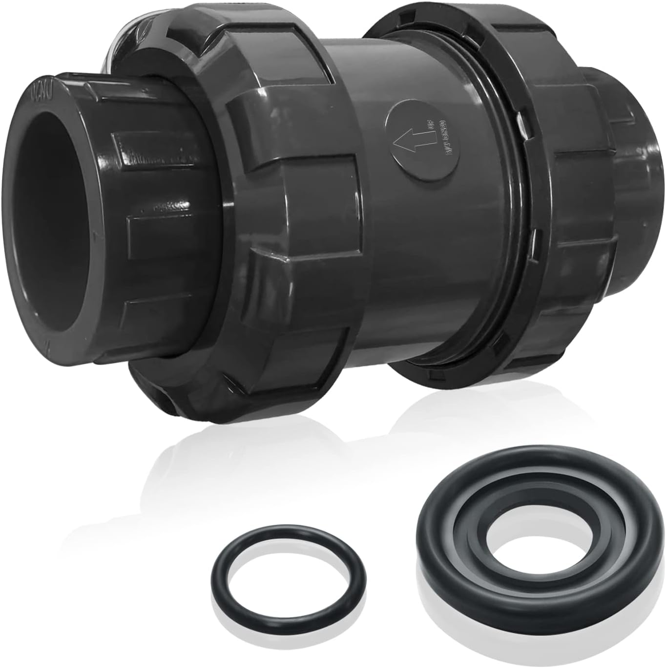 PVC Spring Ture Union Check Valve, 1In Slip Swing Utility Water One Way Check