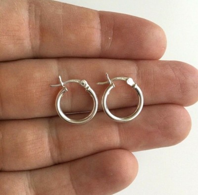 Italienische .925 Sterling Silber 2x14mm polierte Creolen / Aretes de plata 925