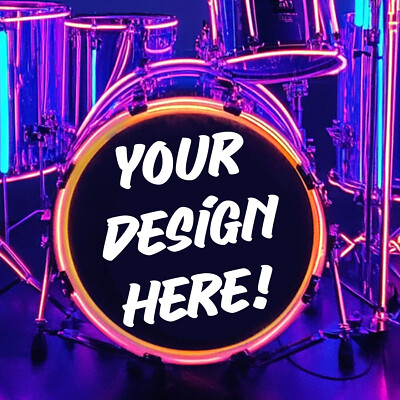 CUSTOM Bass Drum Head Decal Sticker Vinyl Skin 10''- 26'' Tama Yamaha Mapex Pearl