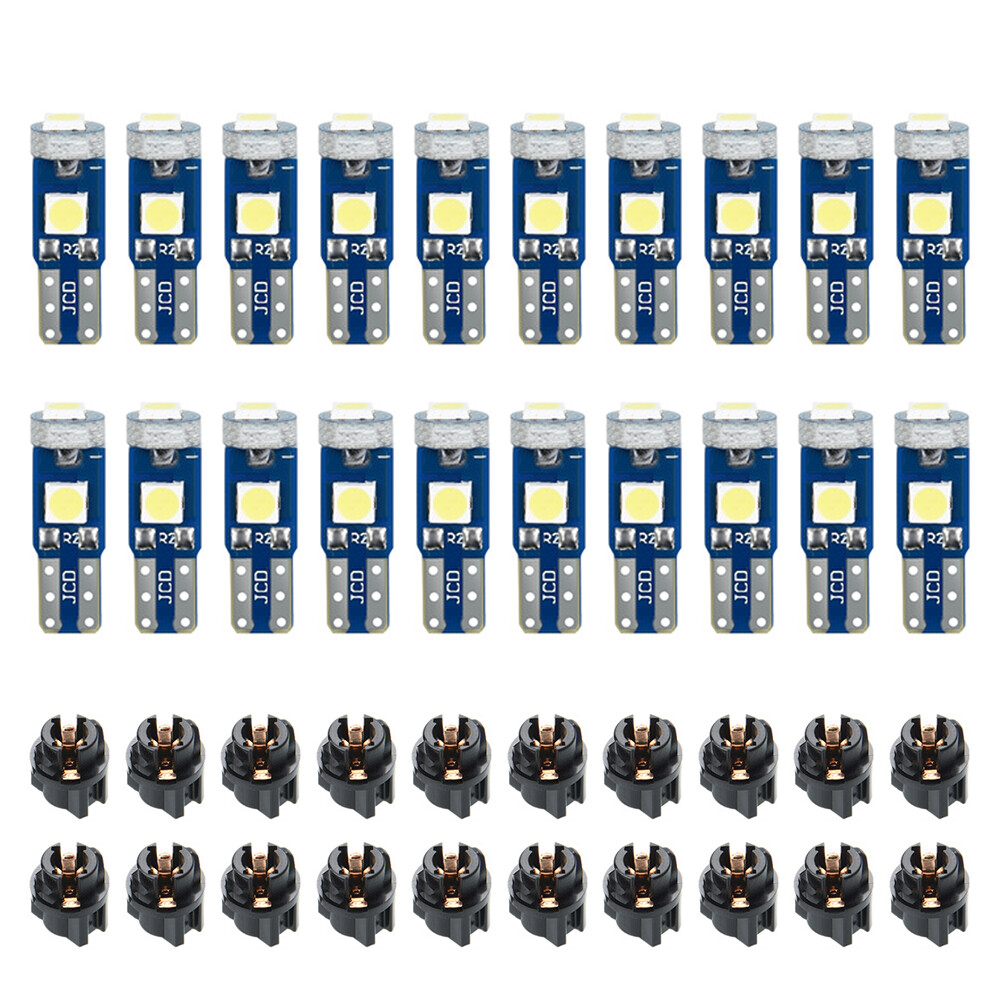 20x Instrument Panel Dash Gauge Light Bulbs T5 74 17 37 3SMD LED w/ Socket White
