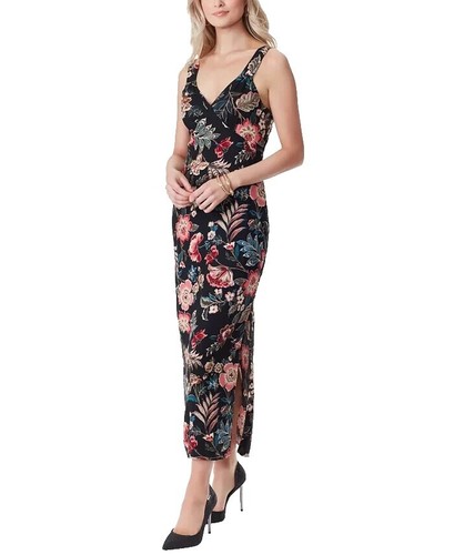 jessica simpson halter maxi dress Jessica Simpson Women's Halter Maxi Print Dress with Rope Trim At Neck- Size S