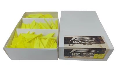 2.0" Flo Yellow Raptor II R2 Vanes Q2i Norway Industries: Bulk Pack Of 500 Count