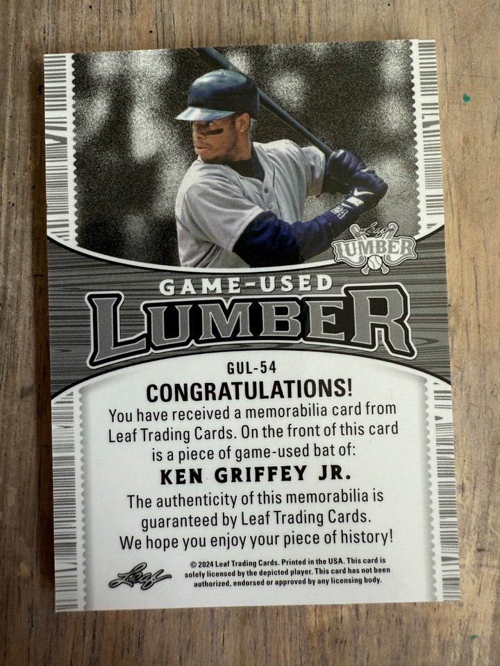 2024 Leaf Lumber KEN GRIFFEY JR. Game Used Lumber Bat 29/35 eBay
