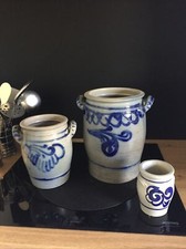 ANCIEN POT (LOT De 3) SALOIR EN GRES VERNISSÉ ALSACIEN BETSCHDORF