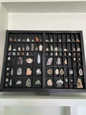  Letterpress Vintage Printers Tray Wood Drawer Filled with Rocks/Minerals 