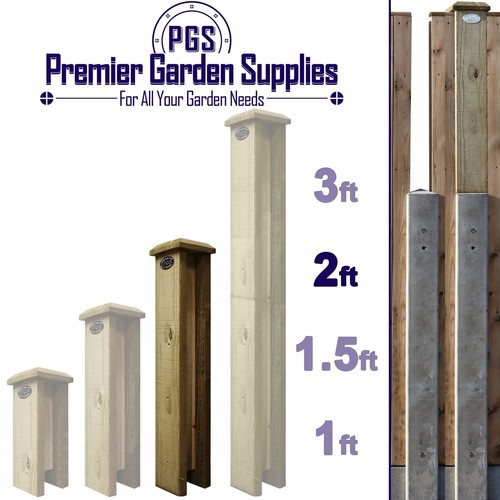 2ft (60cm) Timber/Concrete Garden Fence Panel 100x100mm Post Extender