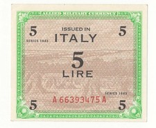 5  AM LIRE SERIE 1943  MONOLINGUE  OCCUPAZIONE AMERICANA  F.L.C  FDS -