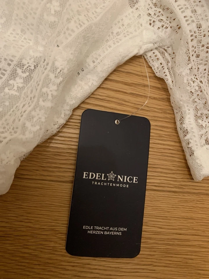 Neu! Dirndlbluse Gr. 32 Edelnice Kassandra weiß halbarm Spitze - Bild 3 von 4