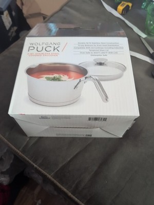 Wolfgang Puck Stainless Steel Covered 2 Quart Saucepan Tri Ply bottom NIB