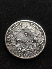 5 FRANCS 1808 W LILLE, PIÈCE MONNAIE ARGENT, NAPOLÉON EMPIRE