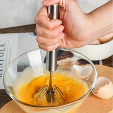 Semi-Automatic Egg Whisk Hand Push Egg Beater Stainless Steel Blender Mixer Whis
