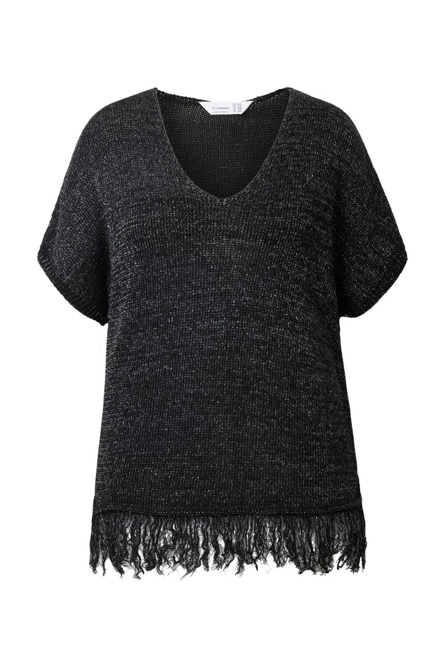 MIAMODA Damen große Größen Strickshirt oversized Glitzer Effekt