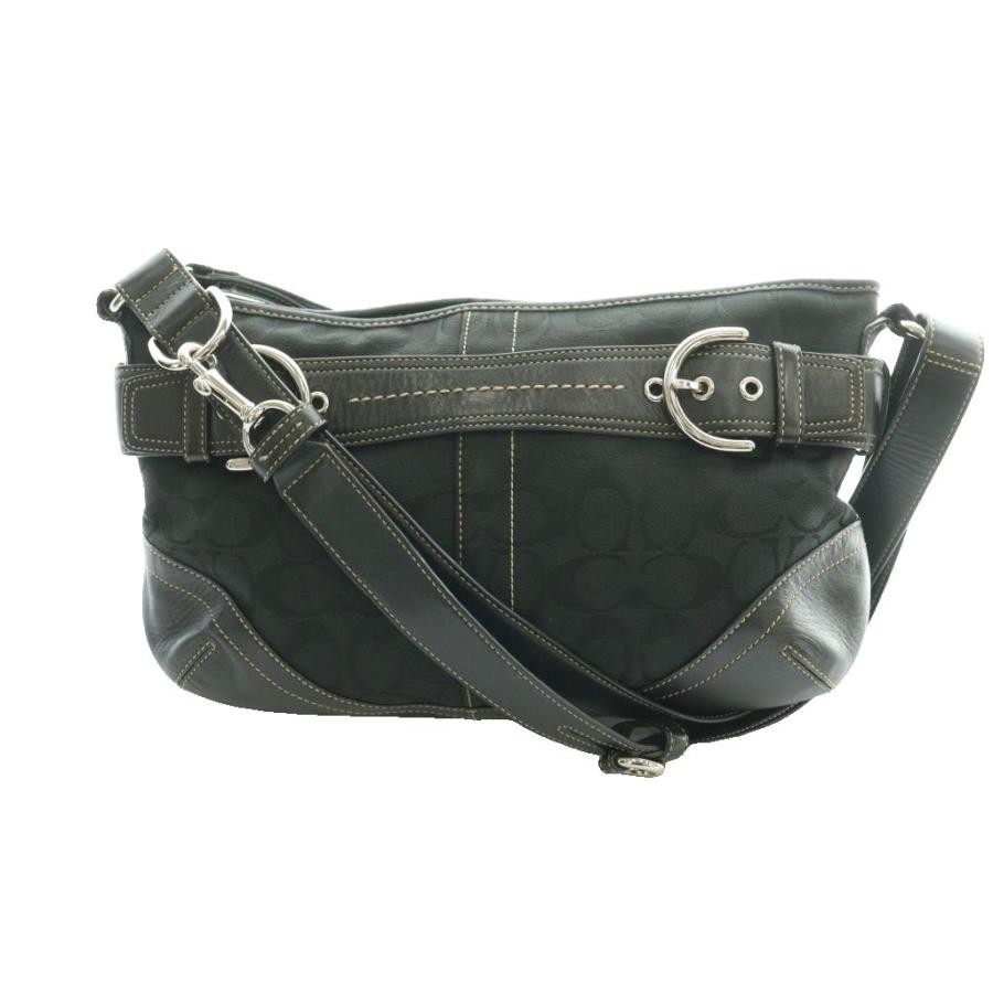 Coach Signature Shoulder Bag Canvas Leather Black