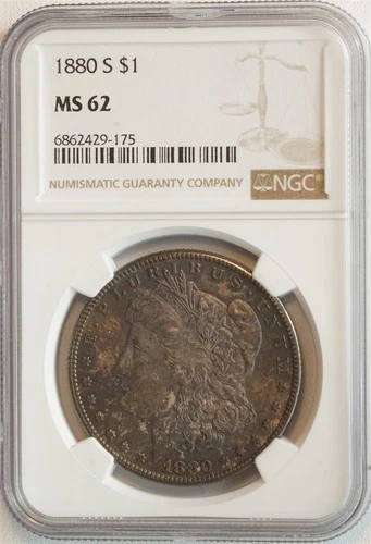 1880 S Morgan Silver Dollar MS 62 NGC $1