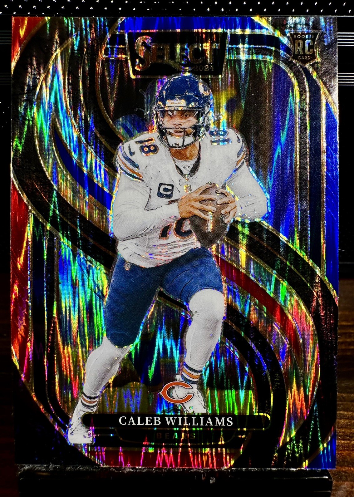 2024 Select Premier Caleb Williams #114 Red & Blue Shock Holo Prizm RC, Bears🔥