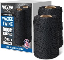 Waxed Twine Lacing Cord 160 LBS Tensile Strength 2-Rolls each 500 Feet Spoo
