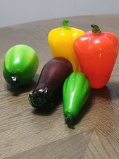 Lot of 5 Vintage Murano Style Hand Blown Glass Vegetables     