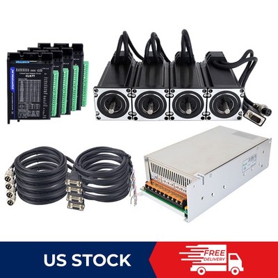 4 Axis Nema 23 Closed Loop Stepper Motor 3Nm & Driver CL57T CNC Power Supply Kit