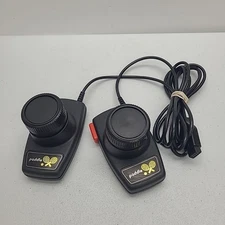 Vintage Atari 2600 Paddle Controllers Pair Black - Pong - Tennis Tested 