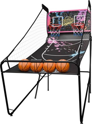 Foldable Electronic Dual Basketball Arcade Game with LED Scoring System Purple