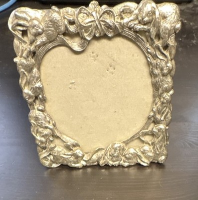 Arthur Court Silver Metal Rabbit Motif Ornate Square Photo Frame