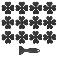 12 Pcs Non Slip Bathtub Stickers with Scraper Anti Slip Four Leaf Black