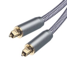 Fiber Optic Audio Cable Braided Digital Audio Optic Cable 6.5 Ft for TV Silver