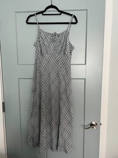 Women’s X-Large SO Plaid Smocked Midi Dress Adjustable Straps Casual Slip