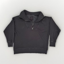 Aerie Turtle Neck 1/4 Zip Up Sweatshirt Oversized Collar Gray Rib Women s Size S