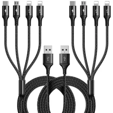 4 in 1 Multi Charging Cable Fast Charger Cord 10ft Braided 2 Pack