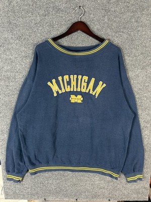 Vintage Michigan Wolverines Zubaz Spellout Crewneck Sweatshirt 90s Large Fits XL