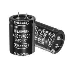 400V 330uF 2pcs 2 Pin Snap in Aluminum Electrolytic Capacitor (Black,41x30mm)