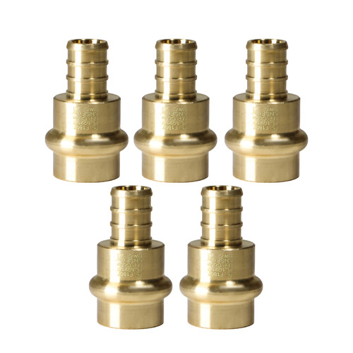 5 Pack XFITTING 1/2" Press x 1/2" Pex B Coupling, Press Fitting, Lead Free Brass