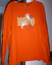 HALLOWEEN BOO GHOST PUMPKIN ORANGE LADIES SWEATSHIRT - 2XL