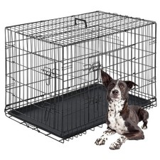 Dog Crate for Large Dogs 42 Inch Folding Metal WirePet Cage Double Door W/Div...