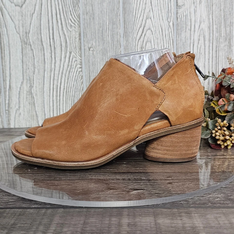 Söfft Carleigh Leather Peep Toe Shootie Sandals Tan Women's 7.5M Block Heel - Image 2 of 4
