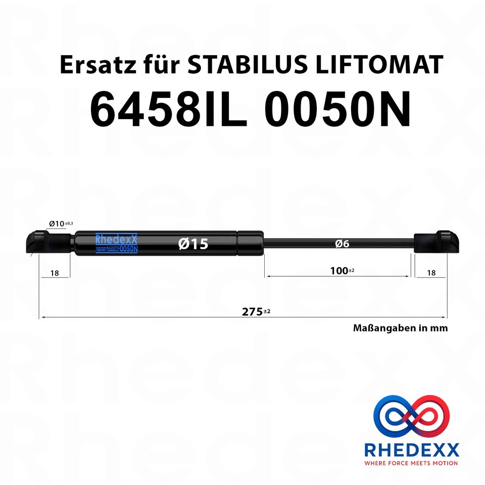 À Gaz Rechange pour Stabilus Liftomat Bille Tête Poêle 275/100/50N-400N Origl