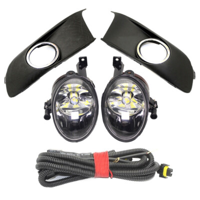 Set Front Bumper LED Fog Lamp Light+Grille Cover+Wire For VW Caddy 2010-2015
