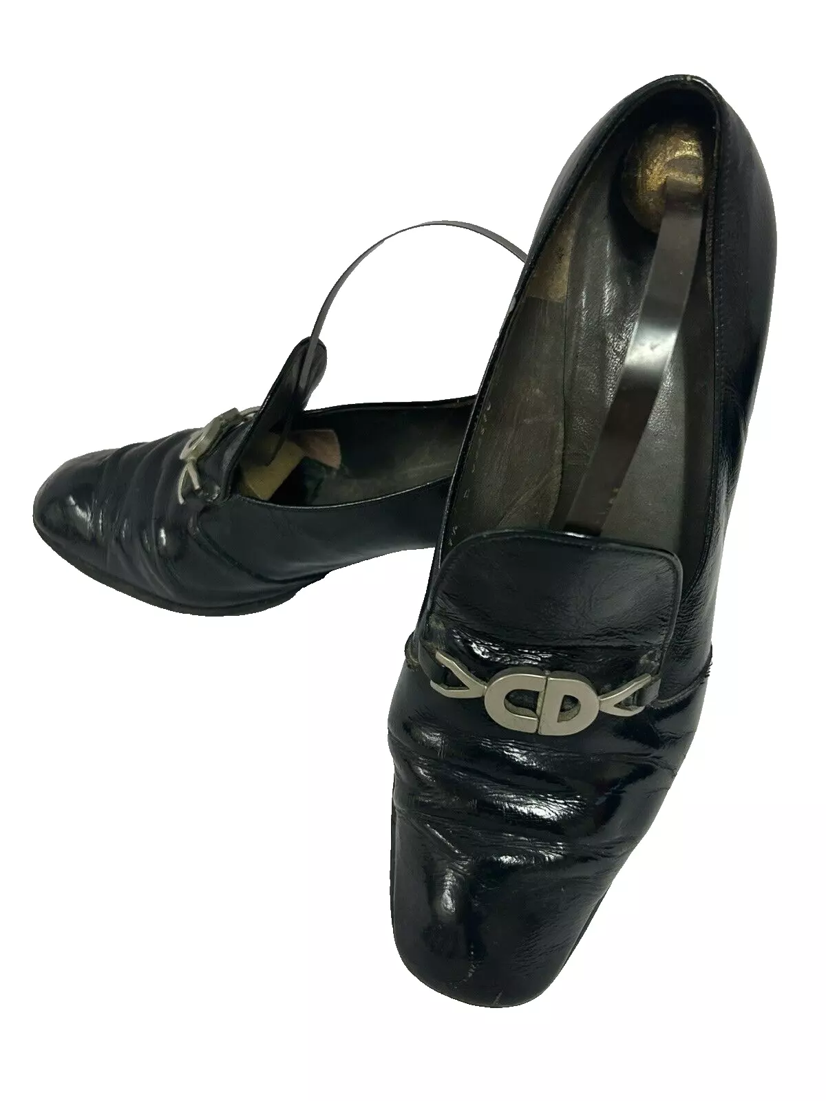 Chaussures femme vintage Christian Dior en cuir verni noir