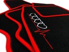 VELOURS FUßMATTEN für AUDI TT 8N (1998 - 2006) SCHWARZ + 4x STICKEREI Roter Saum