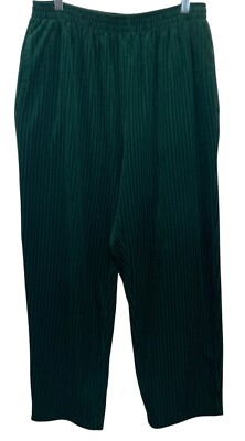 Vintage Diane Von Furstenberg Color Authority Pants Women Size 1X Green Velour