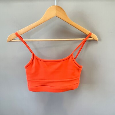Wilo Orange Ribbed Crop Top With Adjustable Straps - S