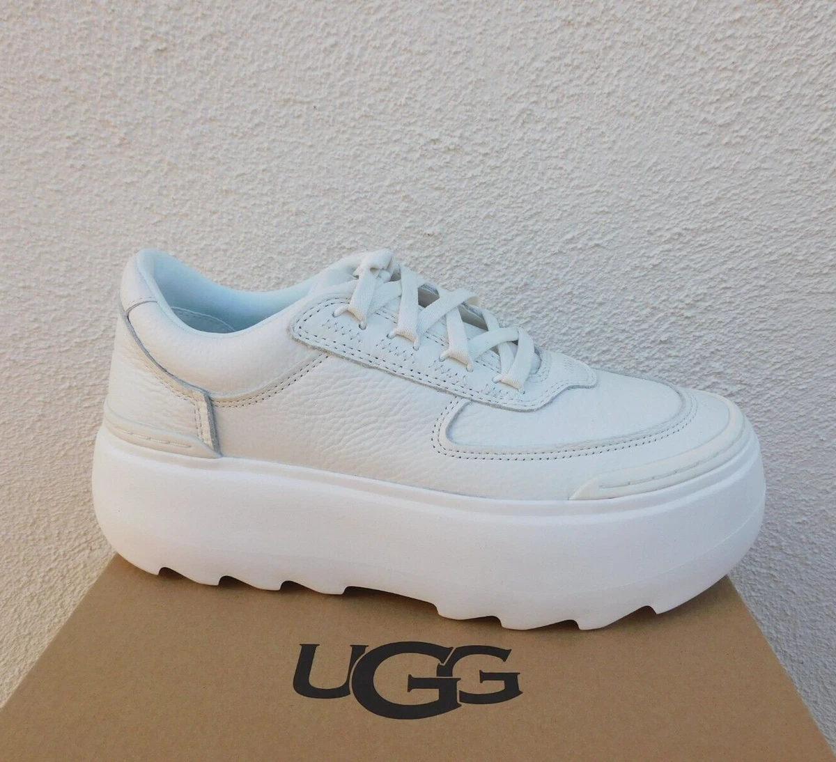 Ugg white shop leather sneaker