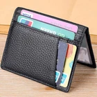 Mens Wallet Front Pocket Slim Wallet Genuine Leather ID Holder Card Case US FAST